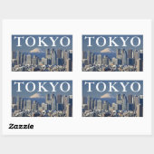 Mount Fuji | Shinjuku District Skyline Tokio Japan Rechthoekige Sticker (Vel)