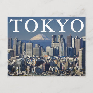 Mount Fuji   Shinjuku stadsbeeld Tokio Japan Briefkaart