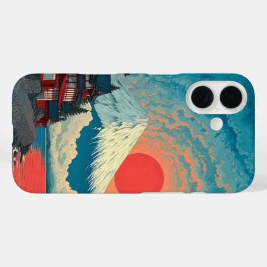 Mount Fuji Sunset Japanese Art Phone Case (Achterkant (horizontaal))