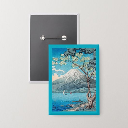 Mount Fuji van Lake Yamanaka Button (Voorkant / Achterkant)