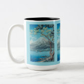 Mount Fuji van Lake Yamanaka Tweekleurige Koffiemok (Links)