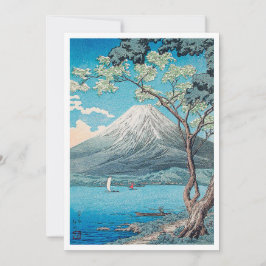 Mount Fuji vanaf het Yamanaka-meer gedrukt door H. Kaart