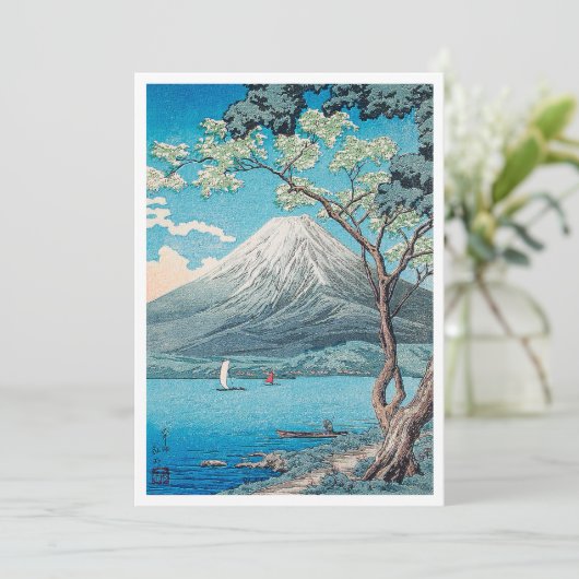 Mount Fuji vanaf Lake Yamanaka print door H.Takaha Kaart (Staand voorkant)