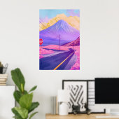Mount Fuji Vaporwave Muurkunst Synthwave Japan Poster (Thuiskantoor)