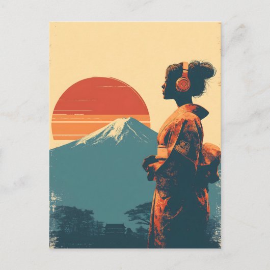 Mount Fuji vintage Briefkaart (Voorkant)