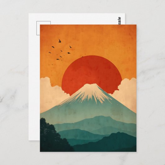 Mount Fuji vintage Briefkaart (Voorkant / Achterkant)