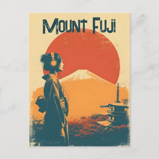 Mount Fuji vintage Briefkaart (Voorkant)
