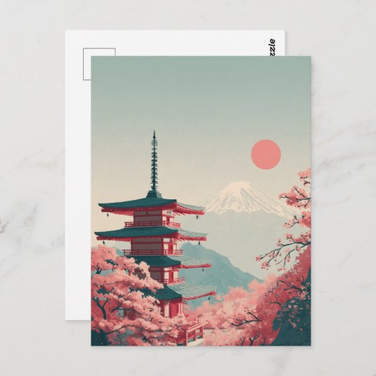 Mount Fuji vintage Briefkaart (Voorkant / Achterkant)