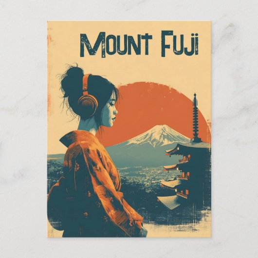 Mount Fuji vintage Briefkaart (Voorkant)