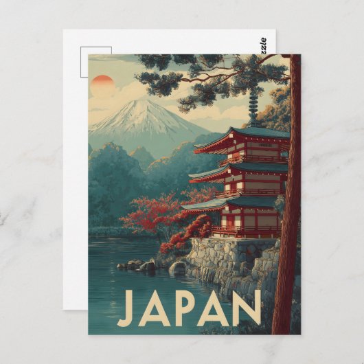 Mount Fuji vintage Briefkaart (Voorkant / Achterkant)
