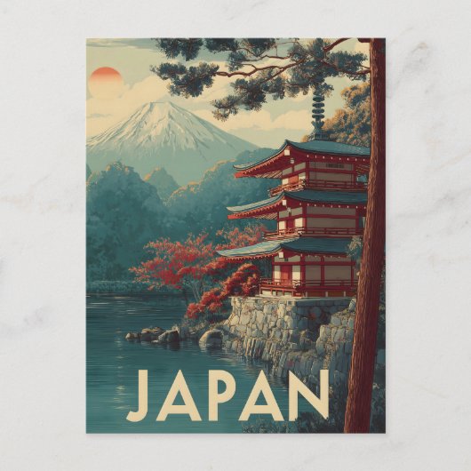 Mount Fuji vintage Briefkaart (Voorkant)