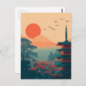 Mount Fuji vintage Briefkaart (Voorkant / Achterkant)