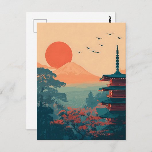 Mount Fuji vintage Briefkaart (Voorkant / Achterkant)