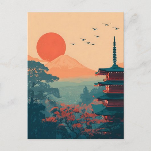 Mount Fuji vintage Briefkaart (Voorkant)