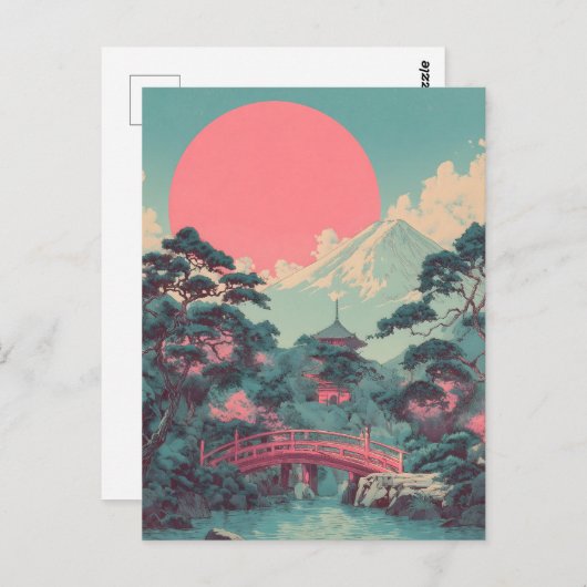 Mount Fuji vintage Briefkaart (Voorkant / Achterkant)