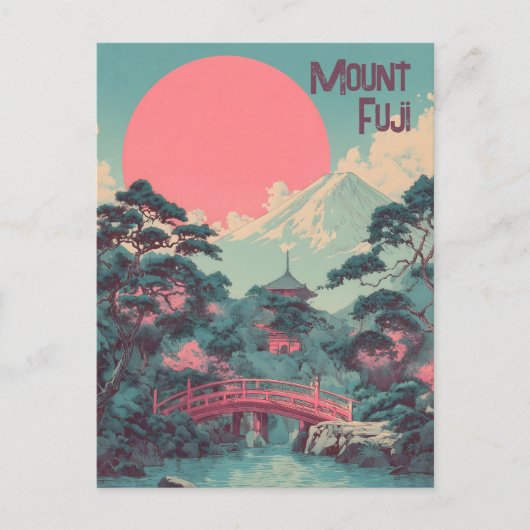 Mount Fuji vintage Briefkaart (Voorkant)