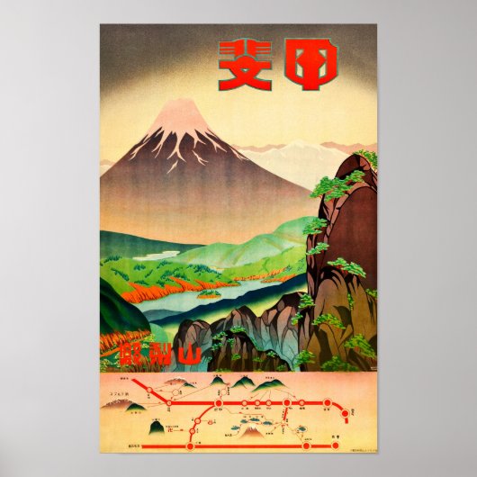 Mount Fuji Vintage Japans Poster (Voorkant)