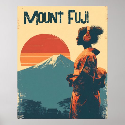 Mount Fuji vintage Poster (Voorkant)