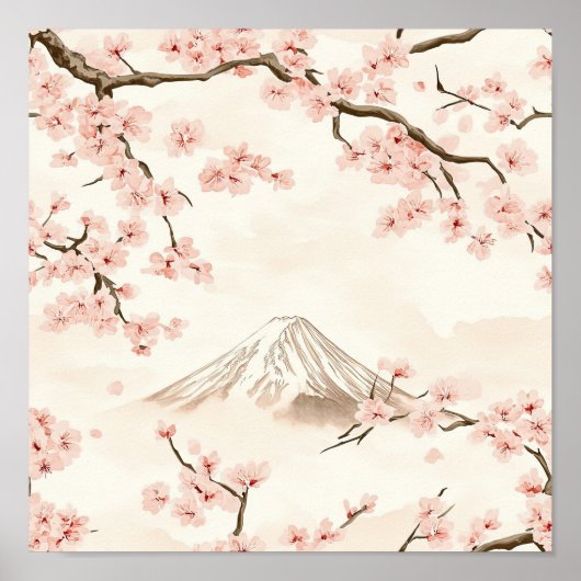 Mount Fuji with Cherry Blossoms – Japanese (3) Poster (Voorkant)