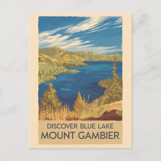 Mount Gambier Australië Illustratie Reizen Kunst Briefkaart (Voorkant)