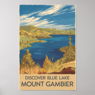 Mount Gambier Australië Illustratie Reizen Kunst Poster