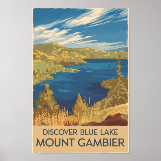 Mount Gambier Australië Illustratie Reizen Kunst Poster (Voorkant)