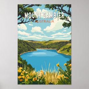 Mount Gambier Australië Travel Art Vintage Poster