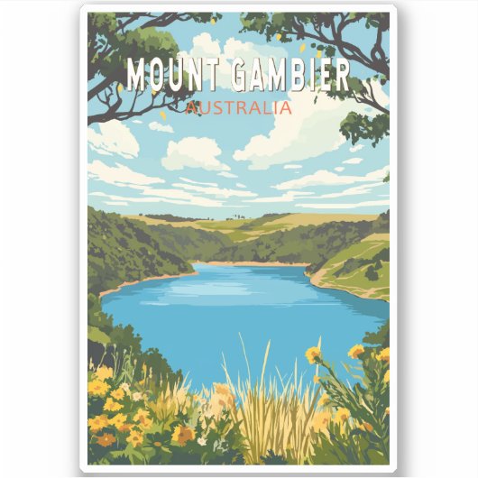 Mount Gambier Australië Travel Art Vintage Sticker (Voorkant)