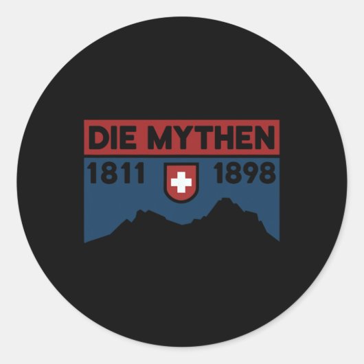 Mount Grosser Mythen Hike Mountain Biking Swiss Hi Ronde Sticker (Voorkant)