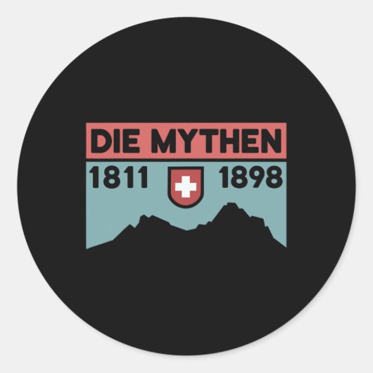 Mount Grosser Mythen Hike Mountain Biking Swiss Hi Ronde Sticker (Voorkant)