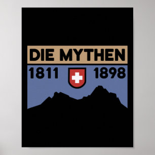 Mount Grosser Mythen Wandel Berg Fietsen Zwitserse Poster