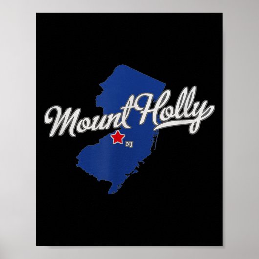 Mount Holly New Jersey Nj Kaart Poster (Voorkant)