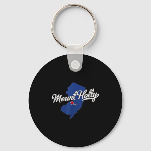 Mount Holly New Jersey Nj Kaart  Sleutelhanger (Voorkant)
