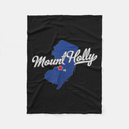Mount Holly New Jersey Nj Map Fleece Deken (Voorkant)