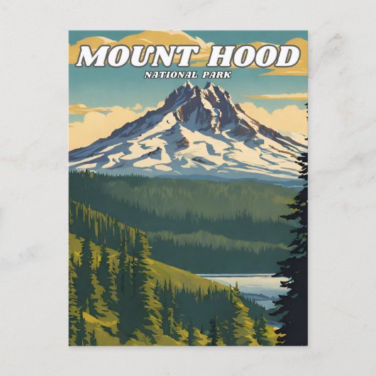 Mount Hood National Park illustratie retro Briefkaart (Voorkant)