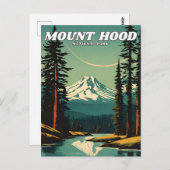 Mount Hood National Park illustratie retro Classi Briefkaart (Voorkant / Achterkant)