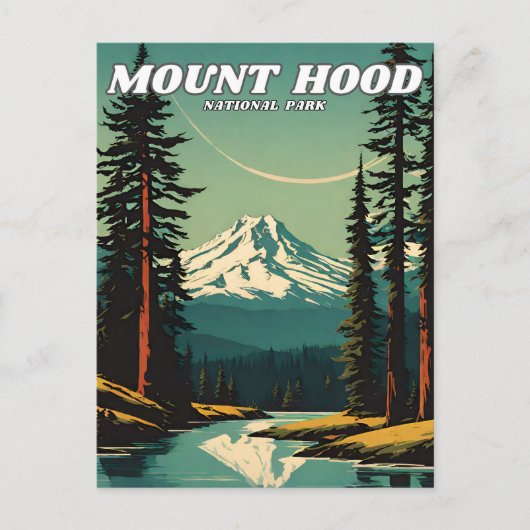 Mount Hood National Park illustratie retro Classi Briefkaart (Voorkant)