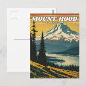 Mount Hood National Park illustratie retro Decora Briefkaart (Voorkant / Achterkant)