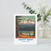 Mount Hood National Park illustratie retro Vacati Briefkaart (Staand voorkant)