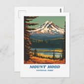 Mount Hood National Park illustratie retro Vacati Briefkaart (Voorkant / Achterkant)
