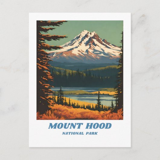 Mount Hood National Park illustratie retro Vacati Briefkaart (Voorkant)