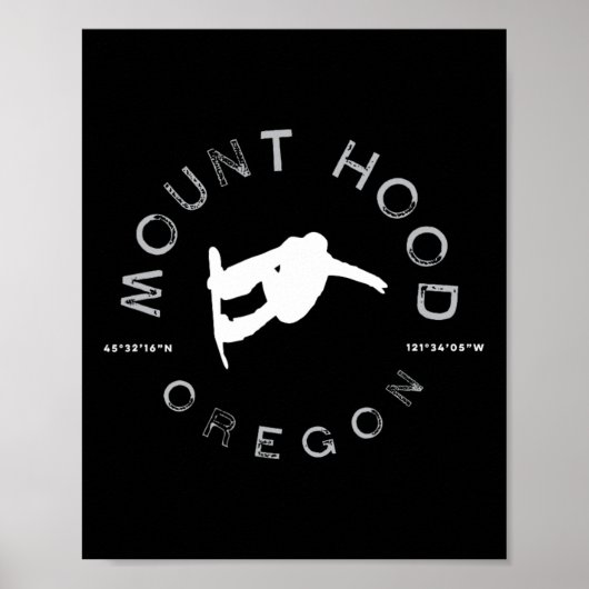 Mount Hood Oregon Graphic Snowboarden Poster (Voorkant)