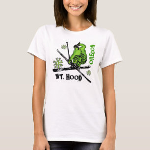 Mount Hood Oregon groene skiër dames t-shirt