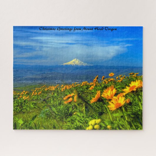 Mount Hood Oregon.kerstgroeten Legpuzzel (Horizontaal)