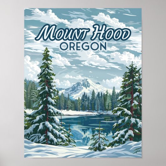 Mount Hood Oregon Ski Pacific Northwest Winter Poster (Voorkant)