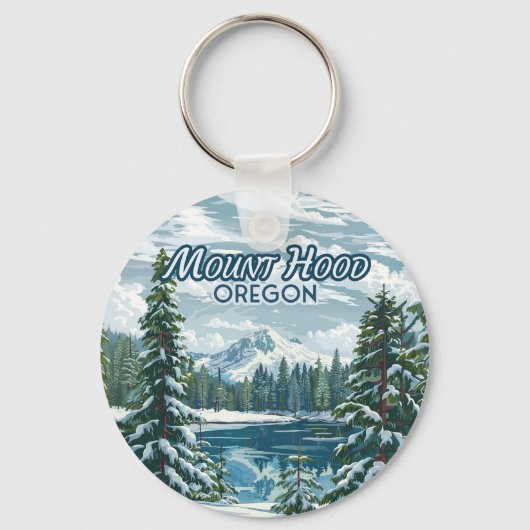 Mount Hood Oregon Ski Pacific Northwest Winter Sleutelhanger (Voorkant)