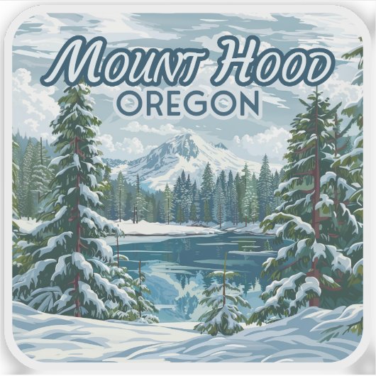 Mount Hood Oregon Ski Pacific Northwest Winter Sticker (Voorkant)
