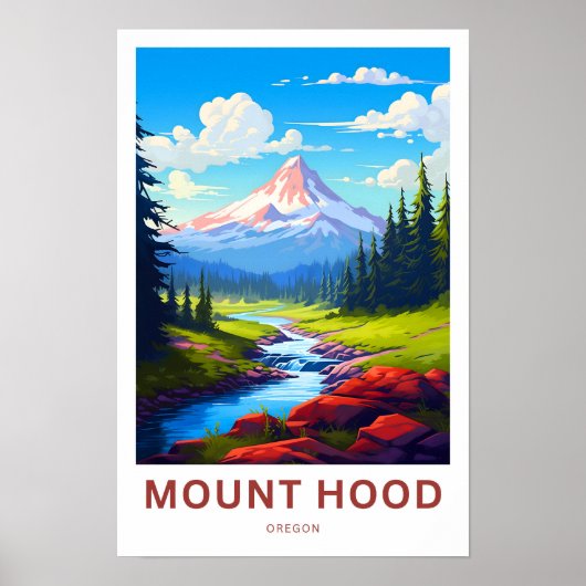 Mount Hood Oregon Travel Print (Voorkant)