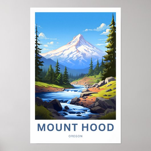 Mount Hood Oregon Travel Print (Voorkant)