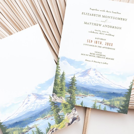 Mount Hood Oregon Waterverf bruiloft Kaart